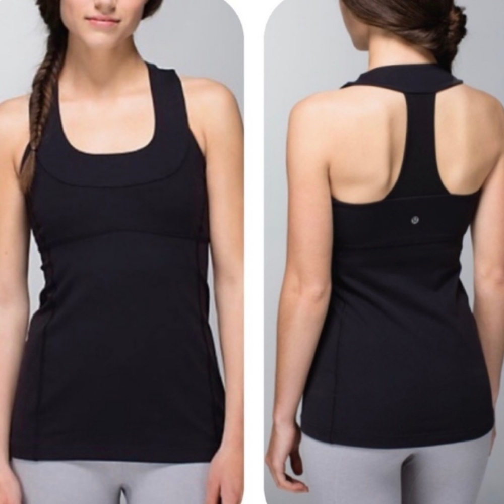 Lululemon Scoop Neck tank with mesh T-back - black